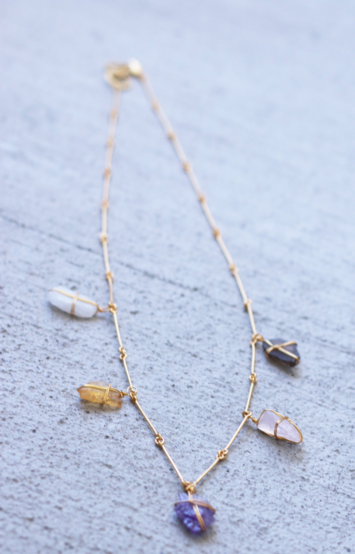 NATURAL STONE WIRE WRAPPED NECKLACE - The Glam Harbor