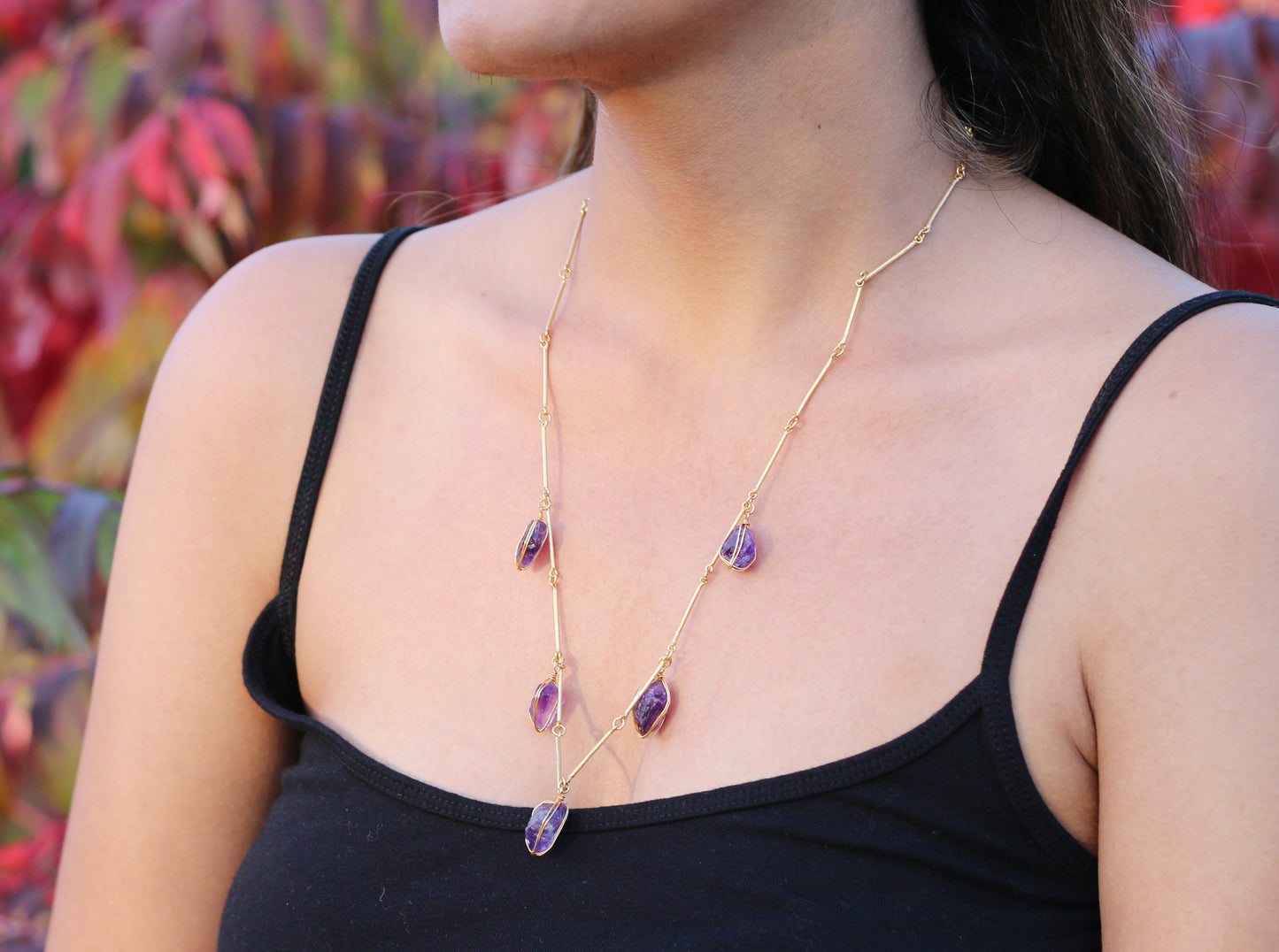 NATURAL STONE WIRE WRAPPED NECKLACE - The Glam Harbor