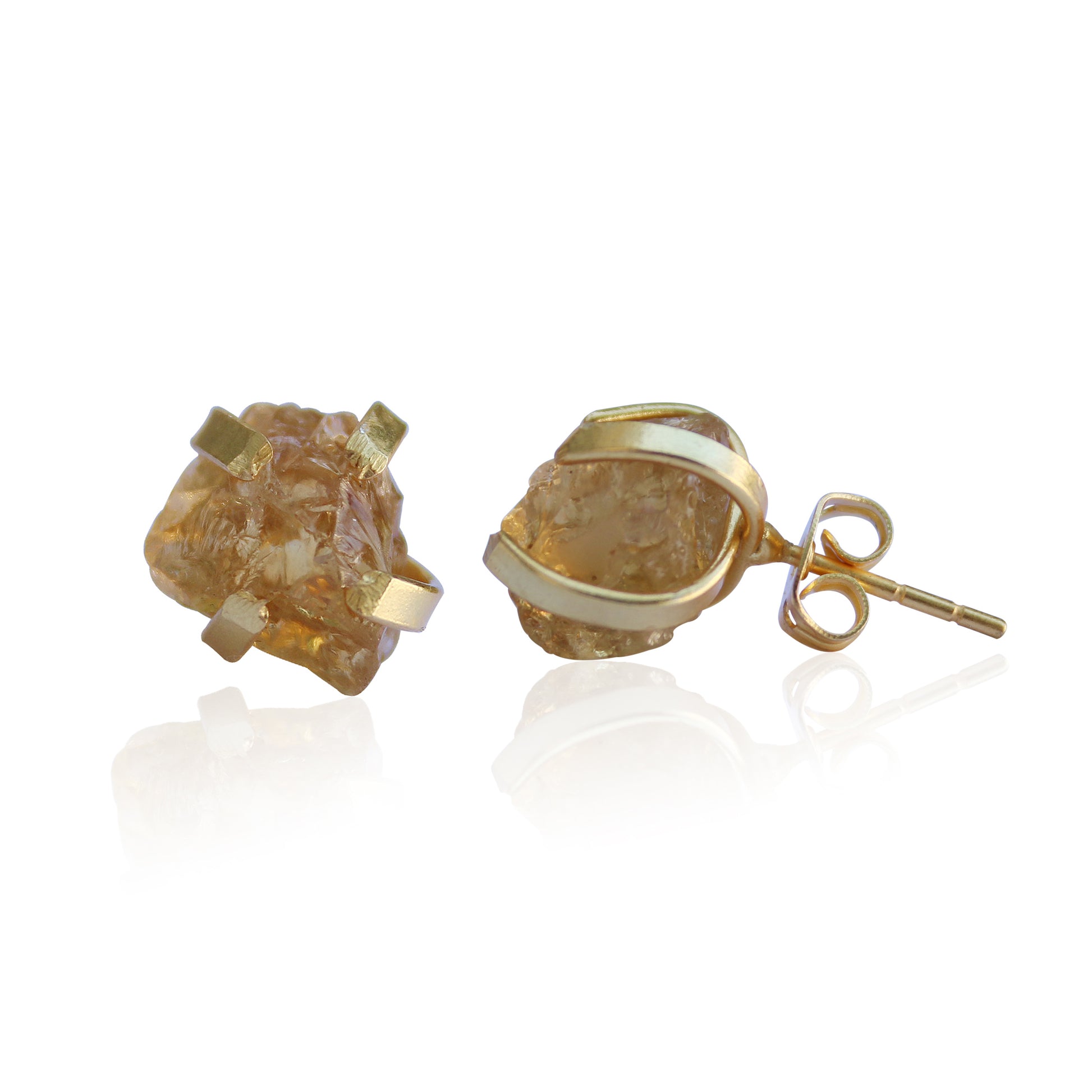 RAW NATURAL STONE STUD EARRINGS - AMETHYST - The Glam Harbor