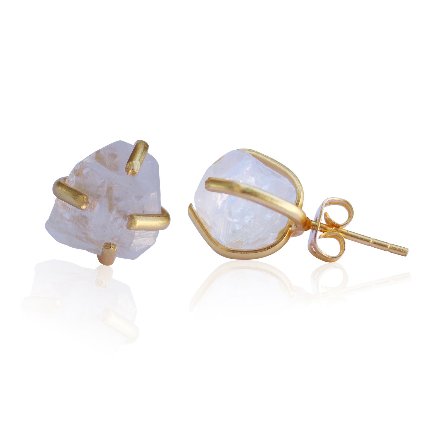 RAW NATURAL STONE STUD EARRINGS - AMETHYST - The Glam Harbor