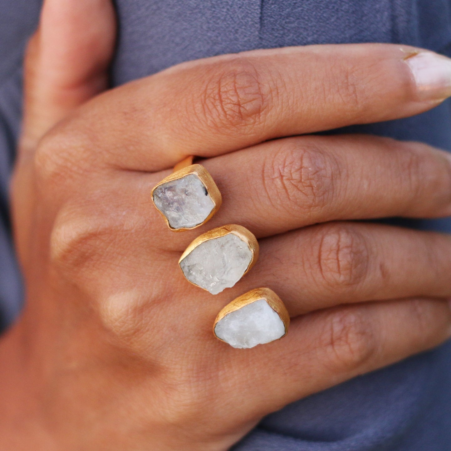 TWOFOLD ADJUSTABLE RING AMETHYST / CITRINE / SMOKY QUARTZ - The Glam Harbor