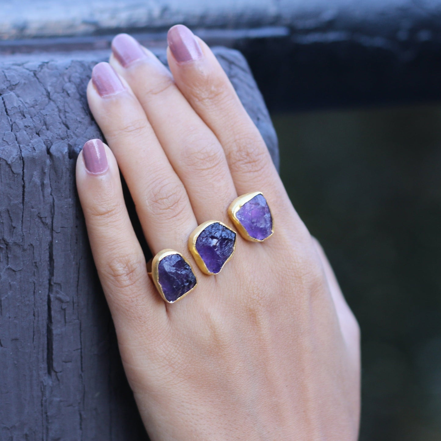 TWOFOLD ADJUSTABLE RING AMETHYST / CITRINE / SMOKY QUARTZ - The Glam Harbor