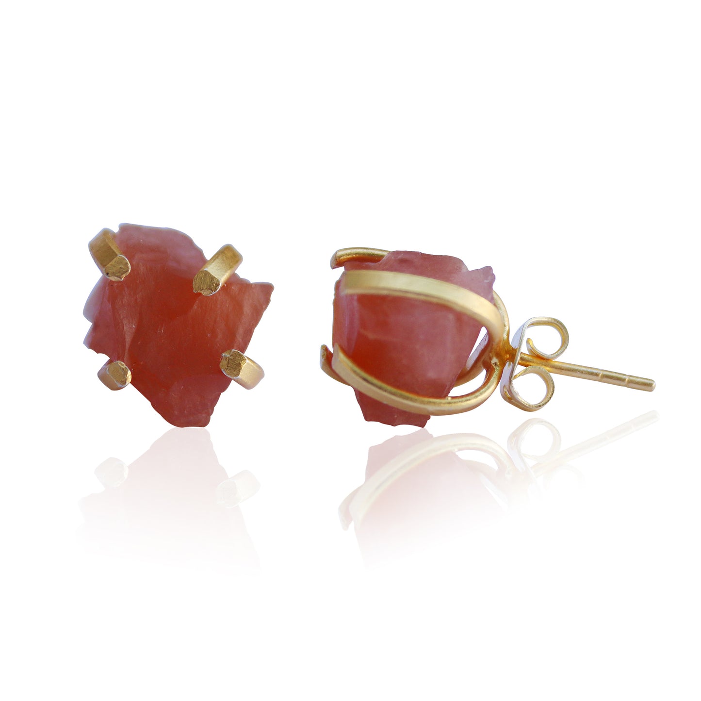 RAW NATURAL STONE STUD EARRINGS - AMETHYST - The Glam Harbor