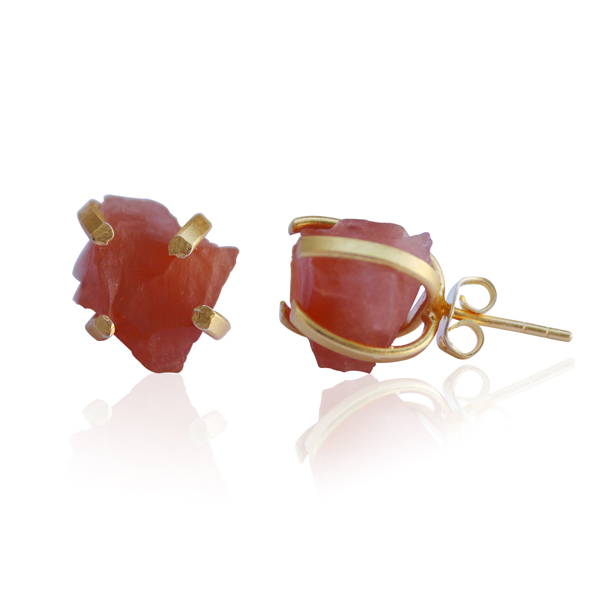 RAW NATURAL STONE STUD EARRINGS - AMETHYST - The Glam Harbor