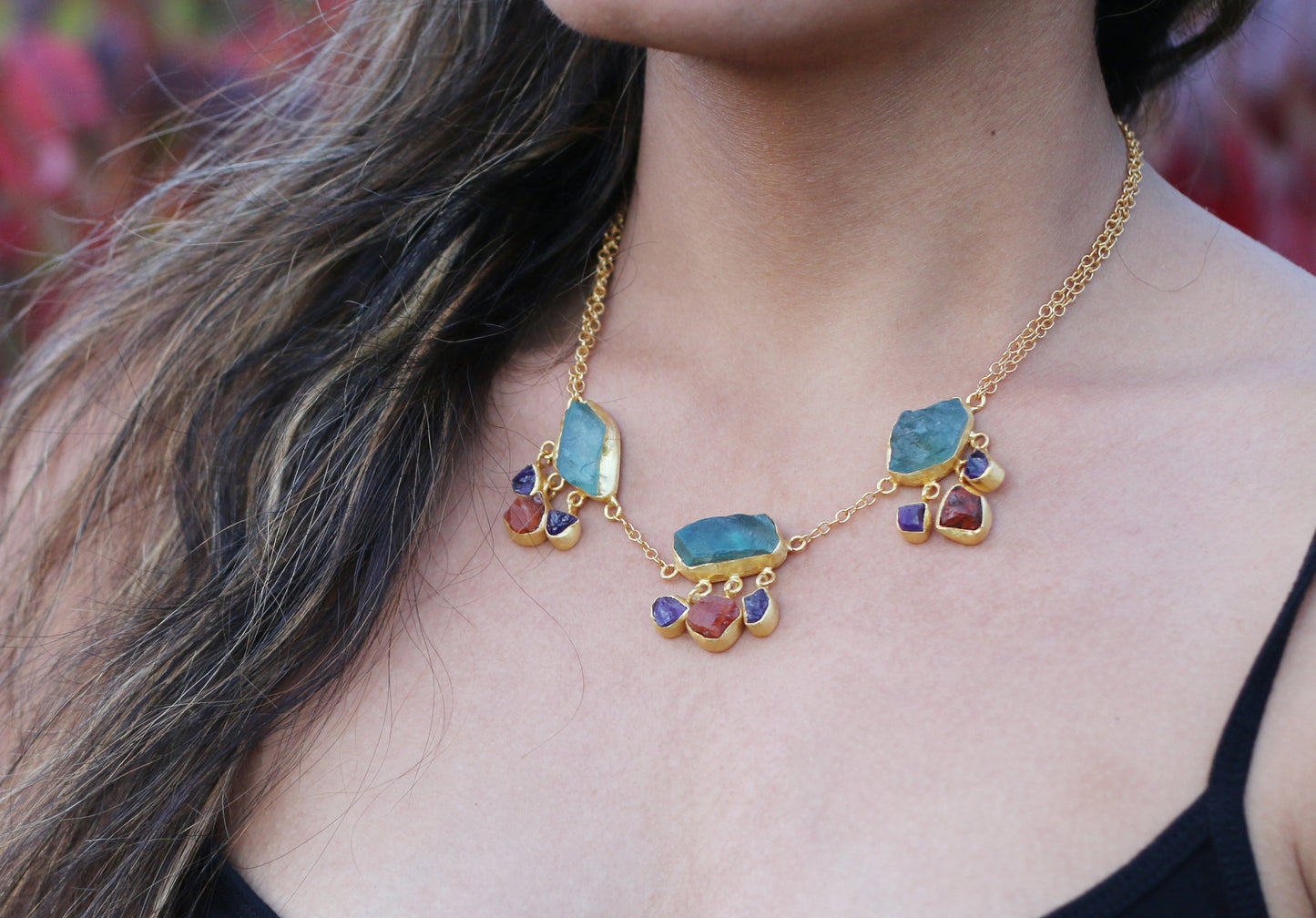CLUSTER 18K GOLD PLATED NECKLACE - The Glam Harbor