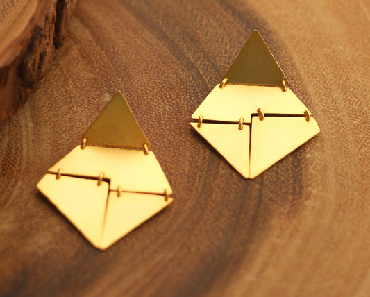 PYRAMID HANDCRAFTED 18K GOLD PLATED EARRINGS - The Glam Harbor