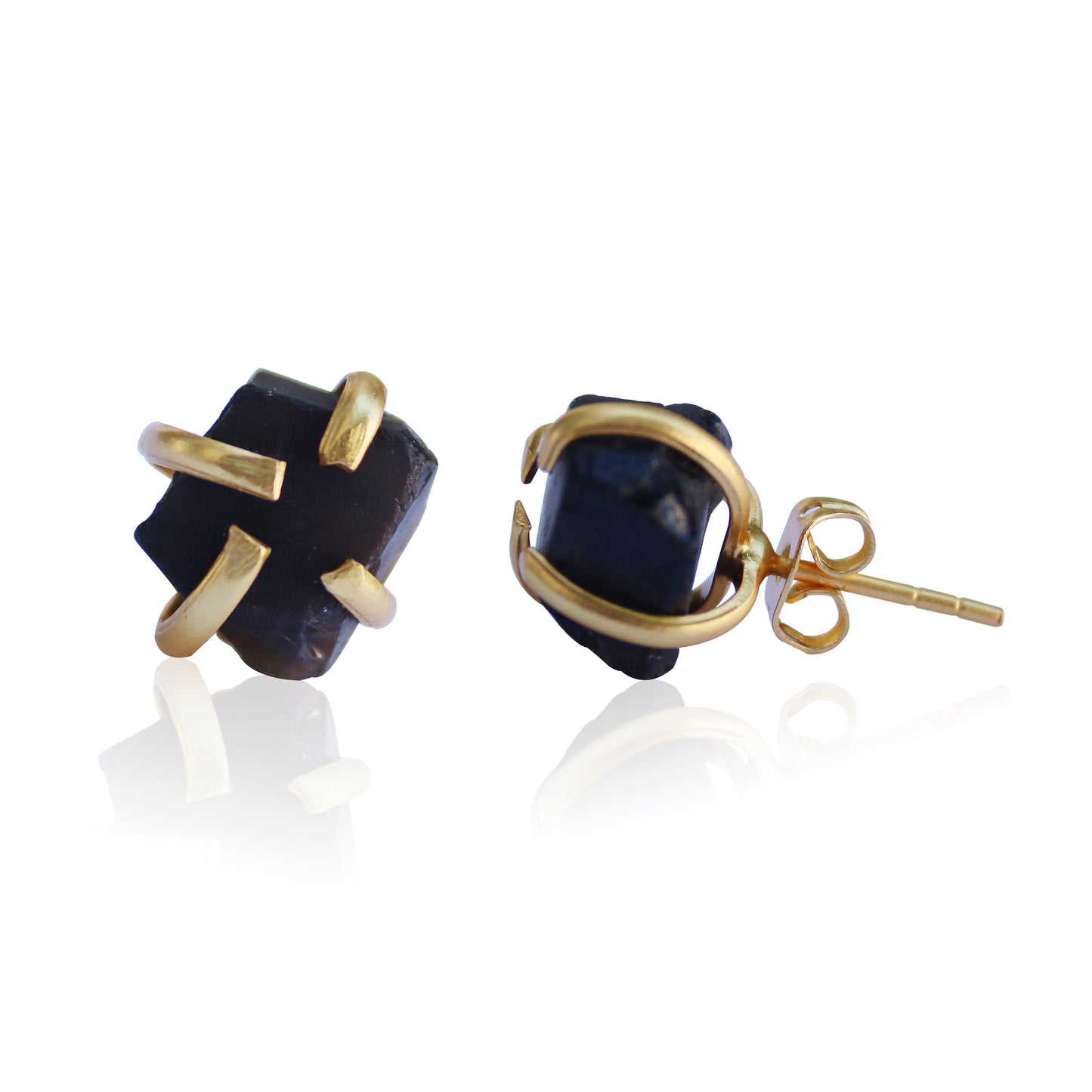 RAW NATURAL STONE STUD EARRINGS - AMETHYST - The Glam Harbor