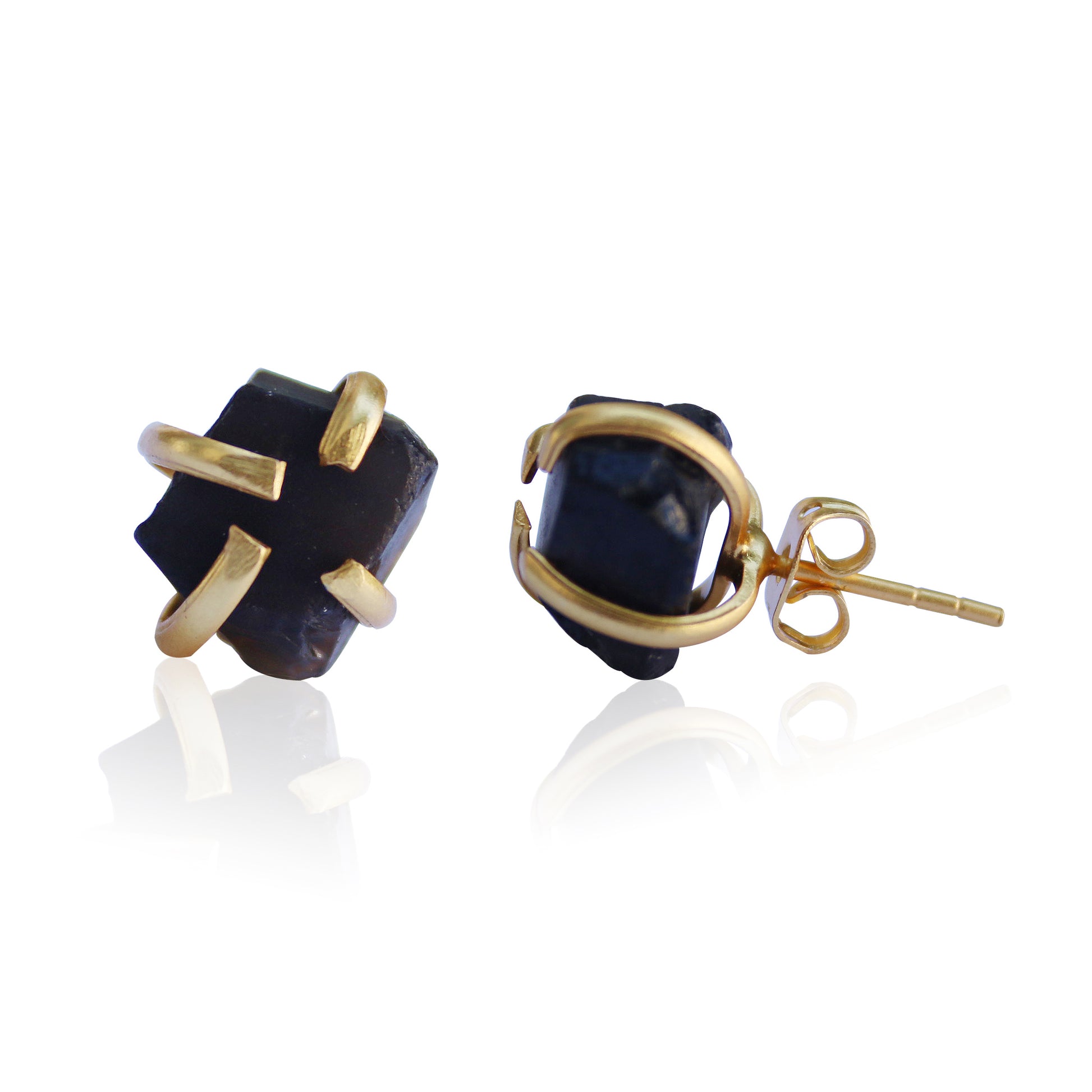 RAW NATURAL STONE STUD EARRINGS - AMETHYST - The Glam Harbor