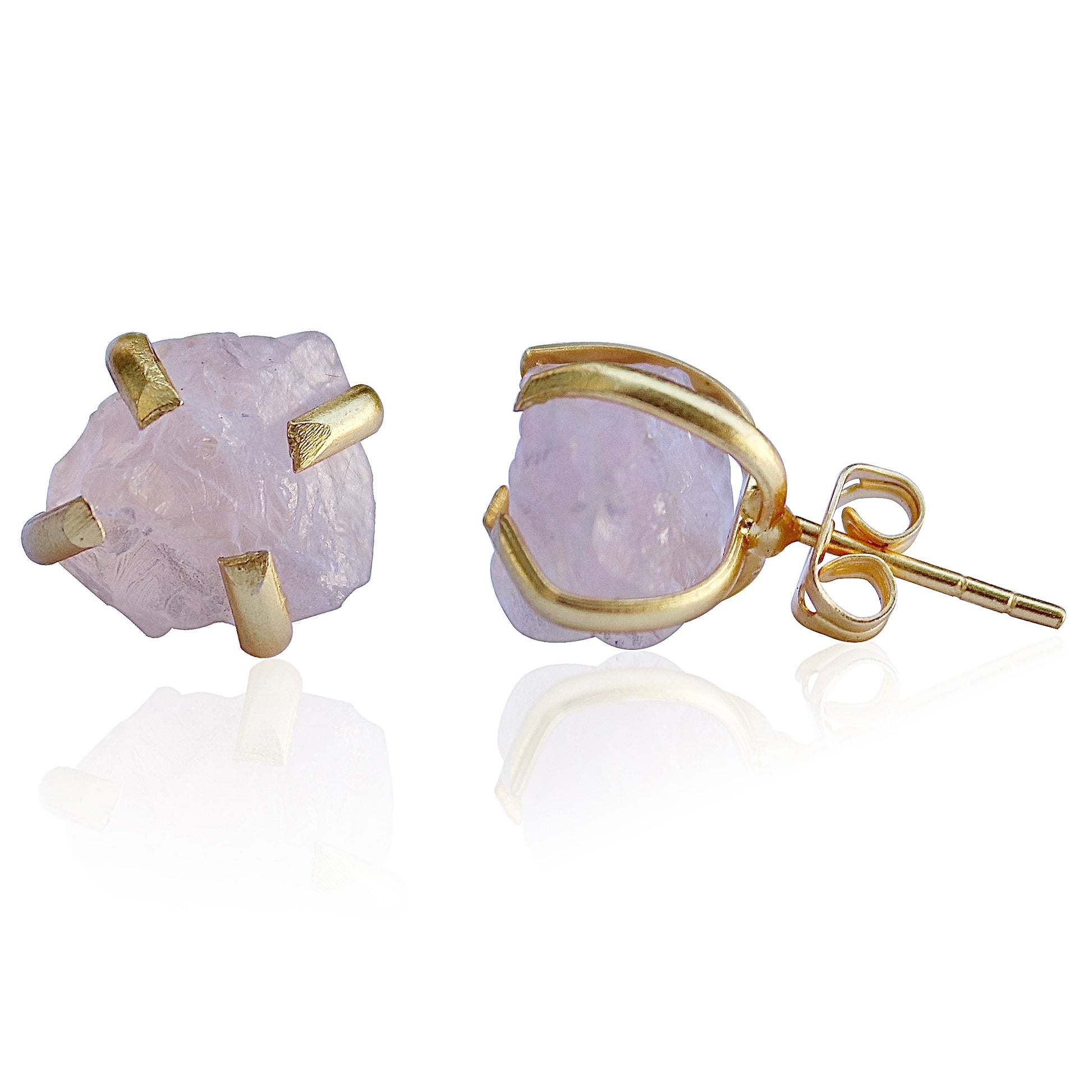 RAW NATURAL STONE STUD EARRINGS - AMETHYST - The Glam Harbor