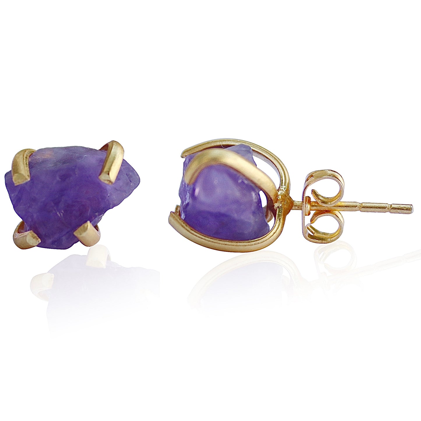 RAW NATURAL STONE STUD EARRINGS - AMETHYST - The Glam Harbor