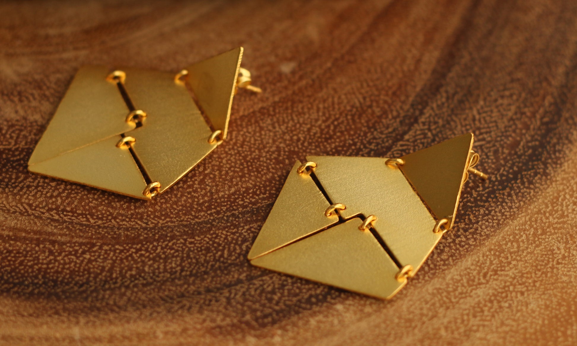 PYRAMID HANDCRAFTED  18K GOLD PLATED EARRINGS - The Glam Harbor